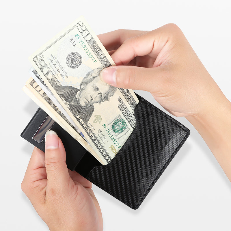 Slim pop-up card wallet with money clip