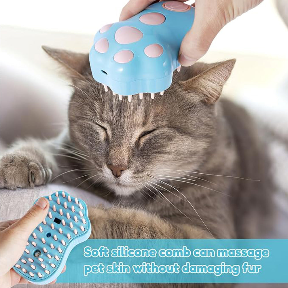 Brushing a cat with Nikukyu's soft silicone teeth