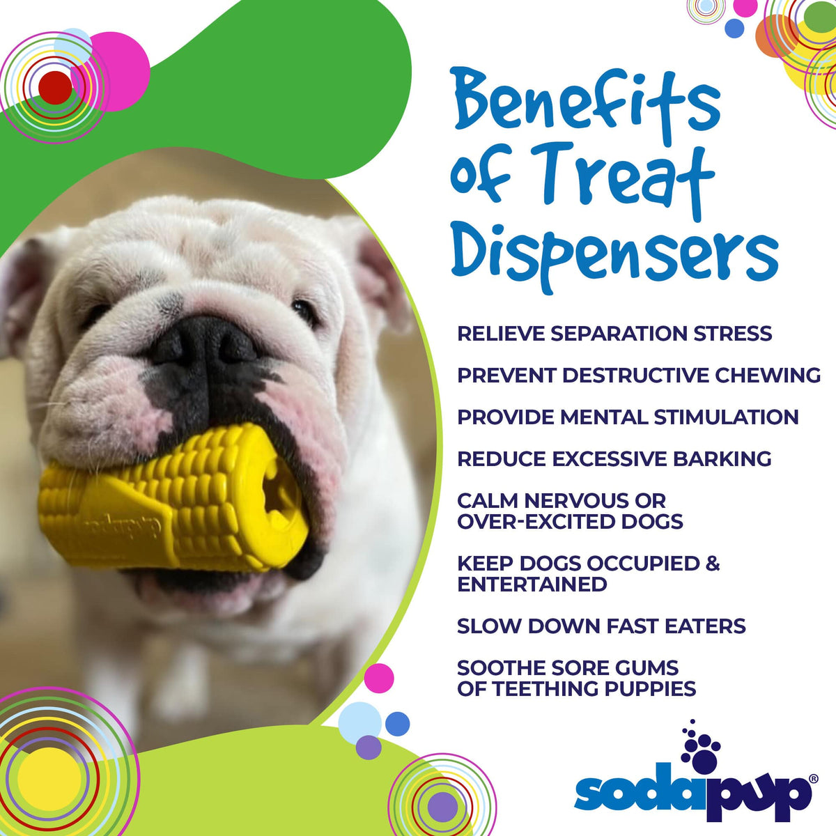 Corn on the Cob Dog Toy, Rubber Treat Dispenser, Made in USA by SodaPup