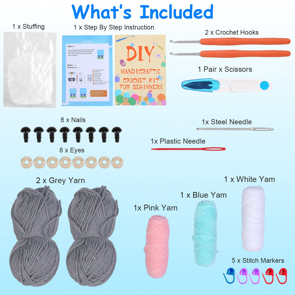 Everything included in the Amimono elephants kit