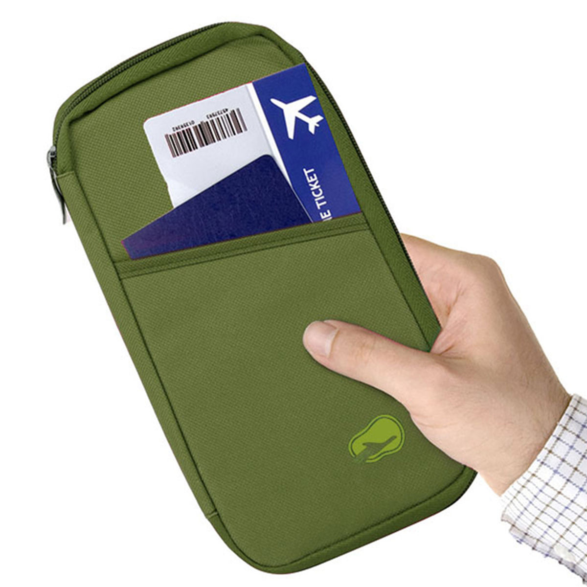 Lime Green zip travel document organizer