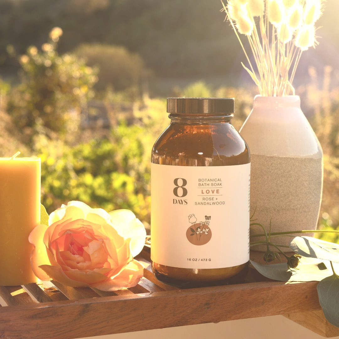 8 Days Botanicals Love Botanical Bath Soak with rose petals