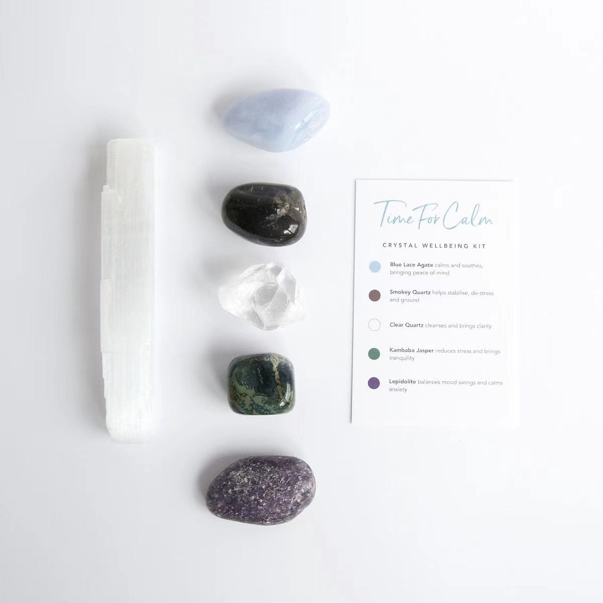 Bedside Crystal Kit, 5 stones + selenite wand