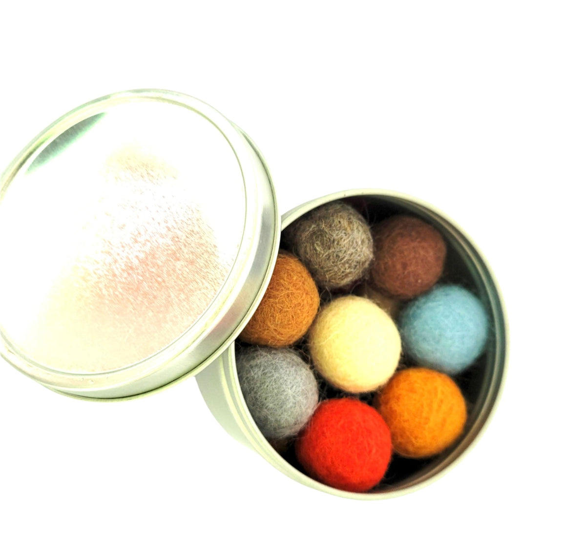 Wool Felt Cat Ball Toys, Set in a Tin