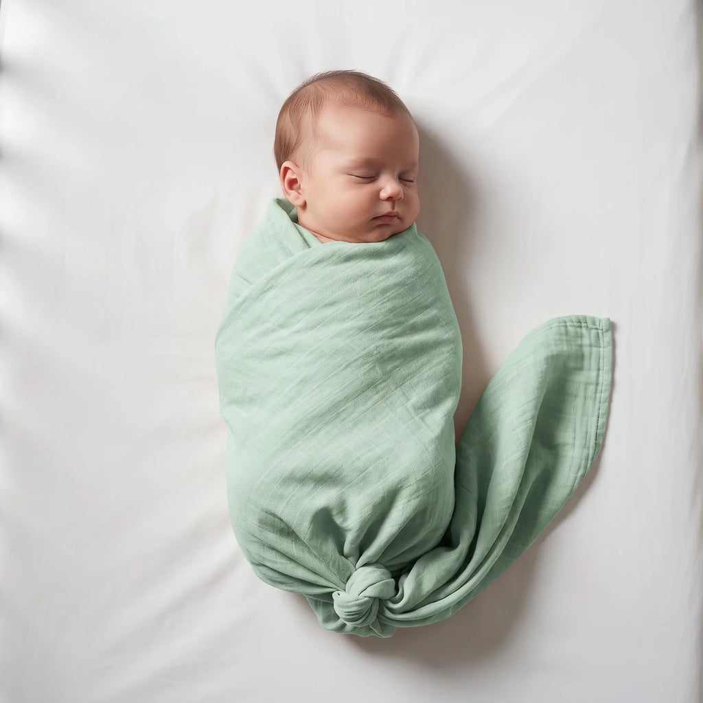 Baby Muslin Swaddle Blanket, Sage Green