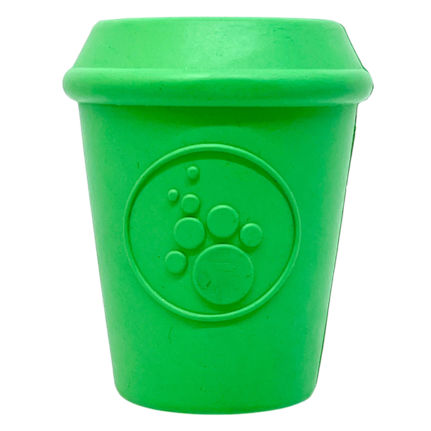 Coffee Cup Dog Toy, Rubber Treat Dispenser, Made in USA by SodaPup