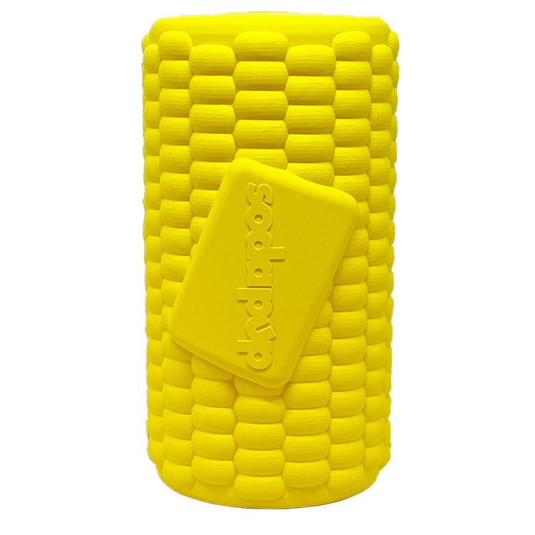 Corn on the Cob Dog Toy, Rubber Treat Dispenser, Made in USA by SodaPup