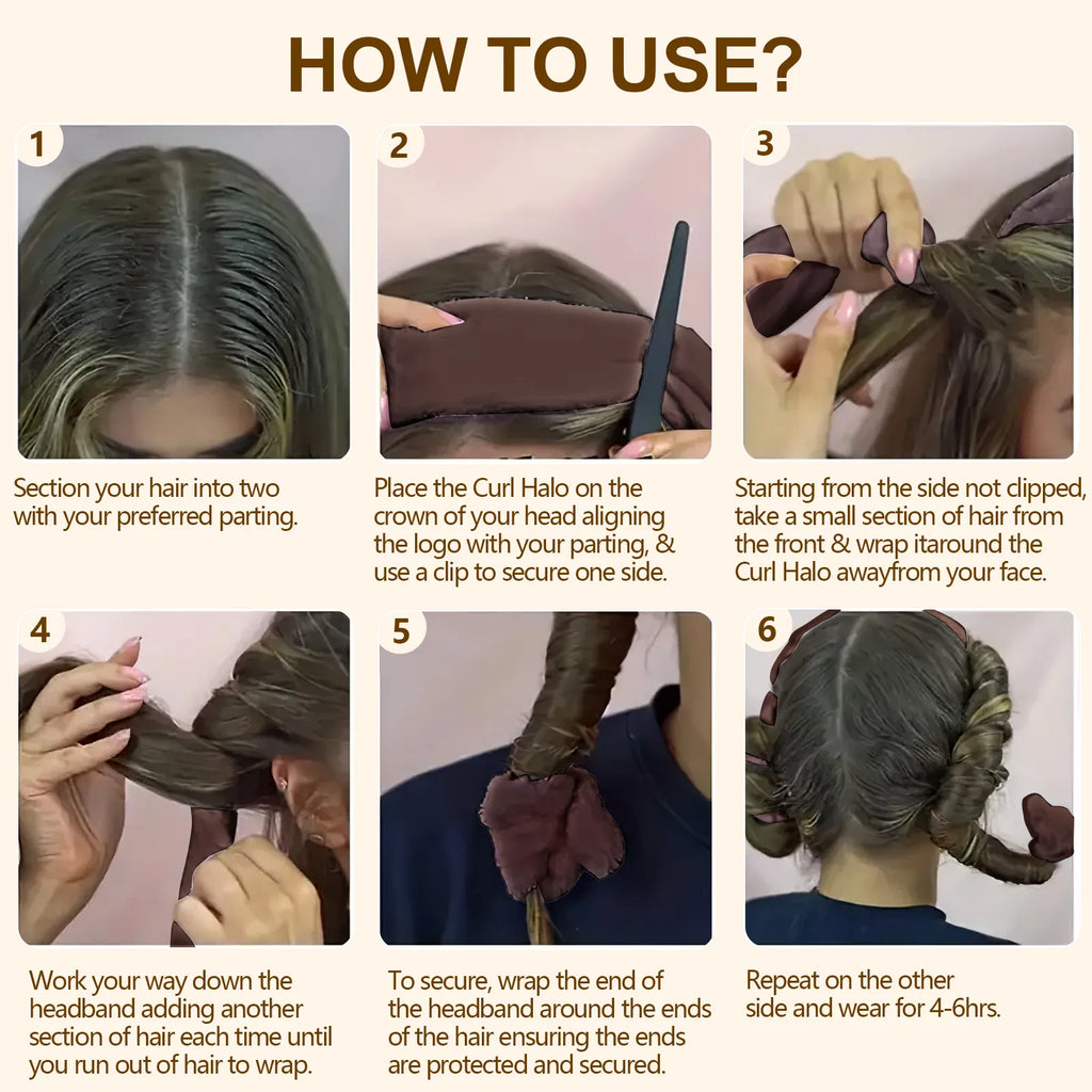 Six-step guide to wrapping hair around the heatless curling rod