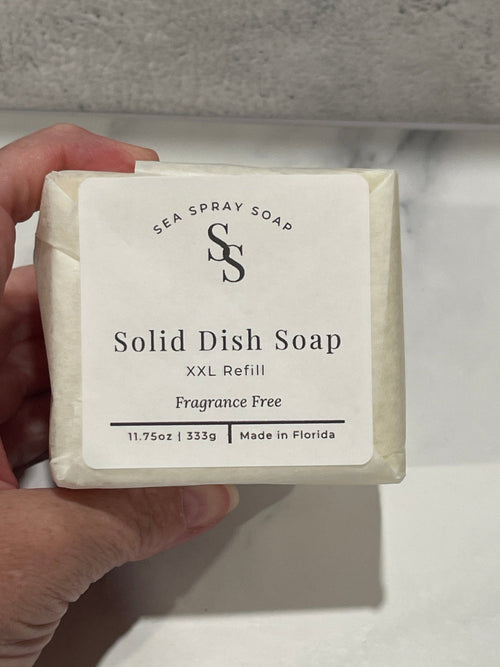 XXL Solid Dish Soap Bar, Fragrance-Free by Sea Spray Soap