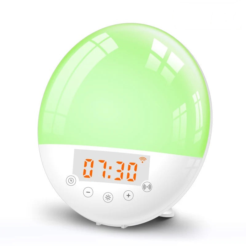 Hinode sunrise alarm clock in green mood-light mode