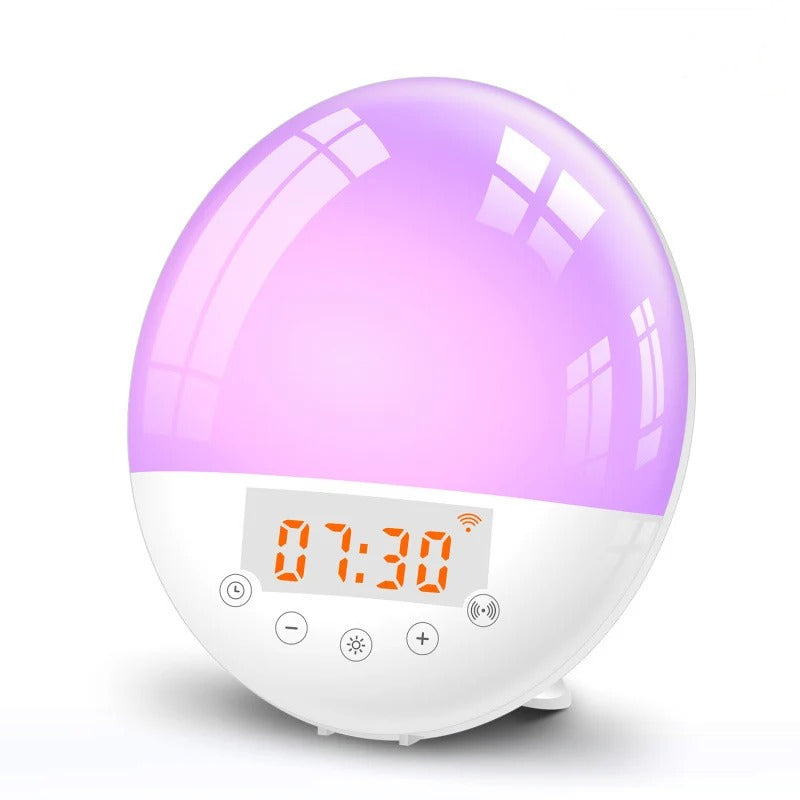 Hinode sunrise alarm clock in purple mood-light mode