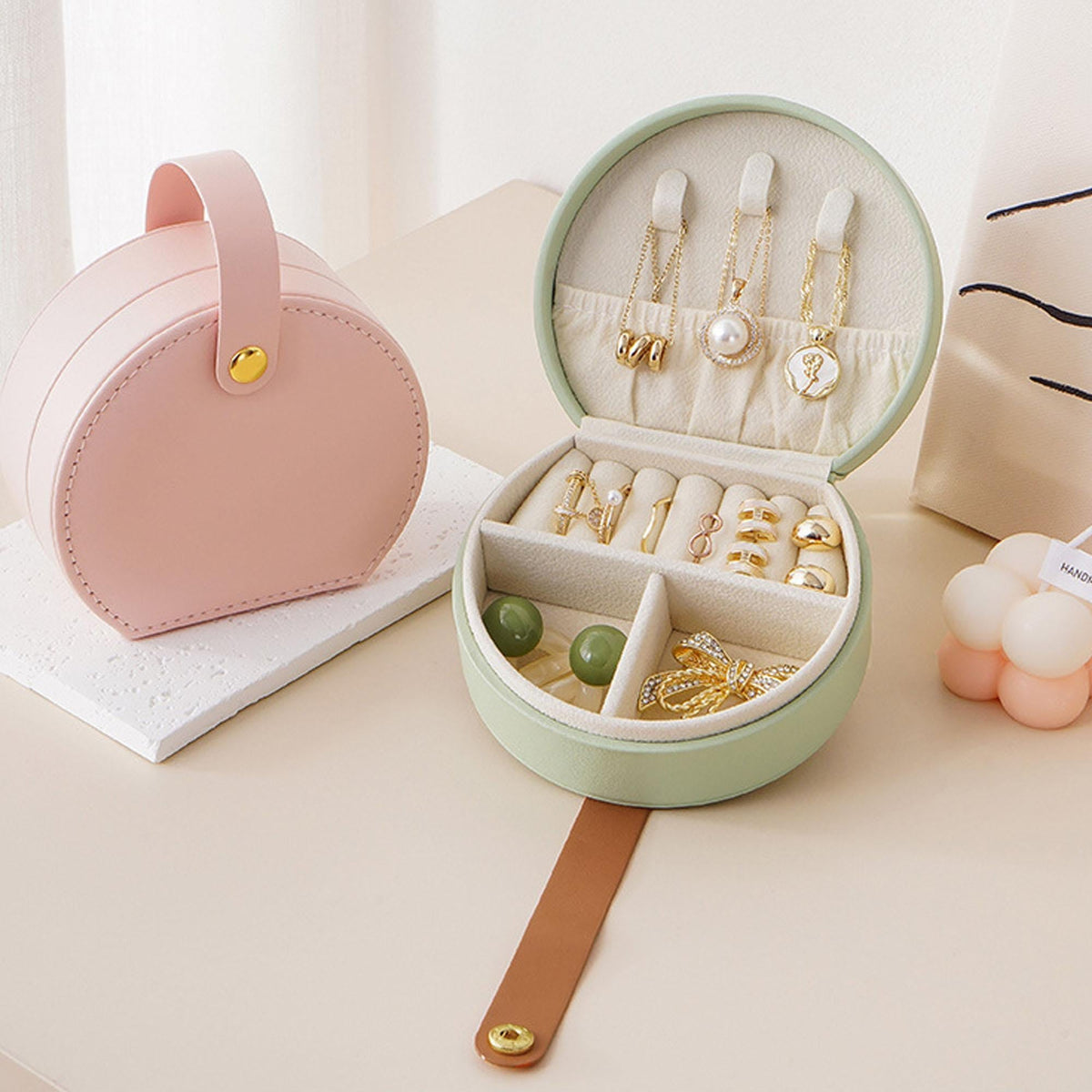 Compact Travel Jewelry Case, PU Leather