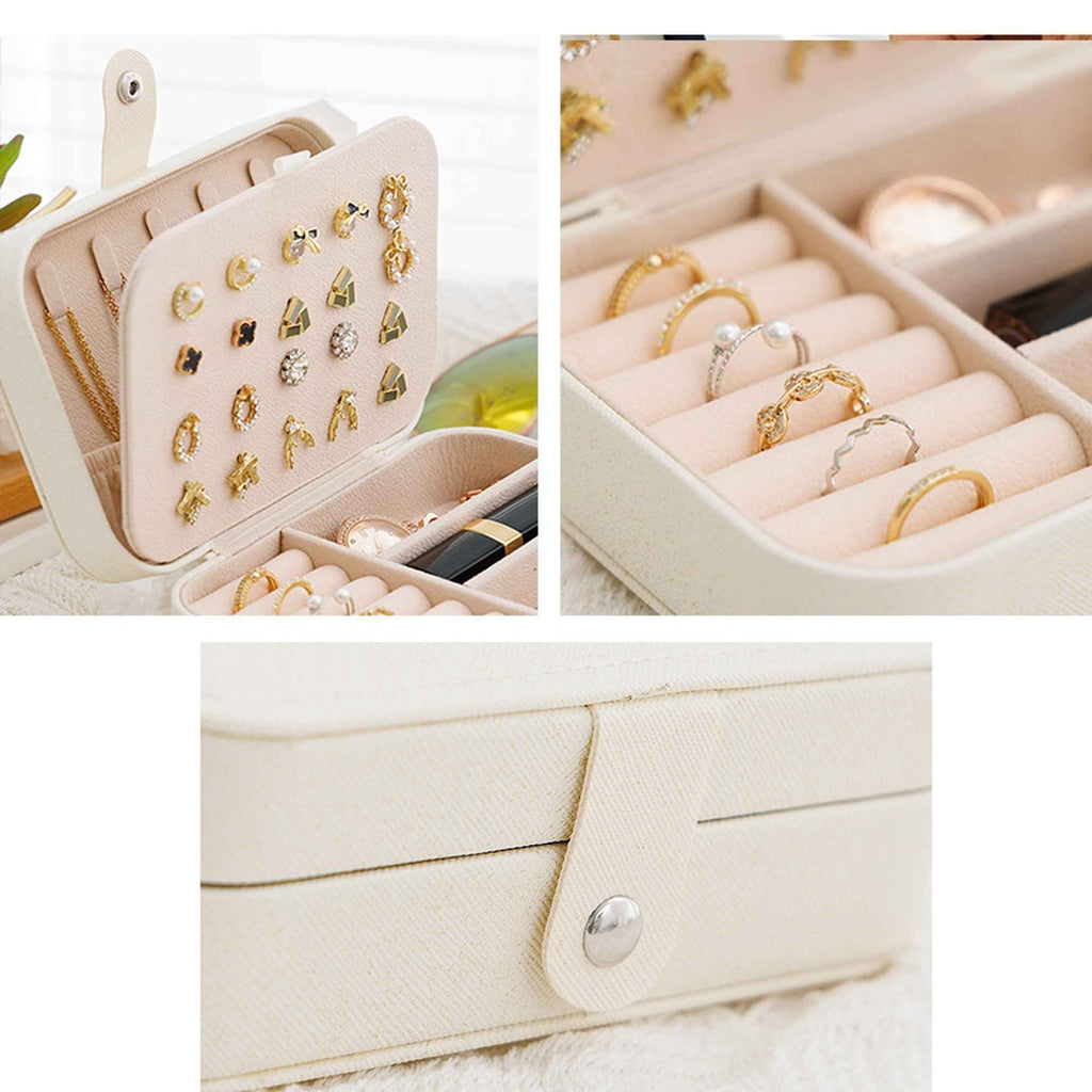 Travel Jewelry Box with Ring Rolls & Earring Panel, 6.25 in