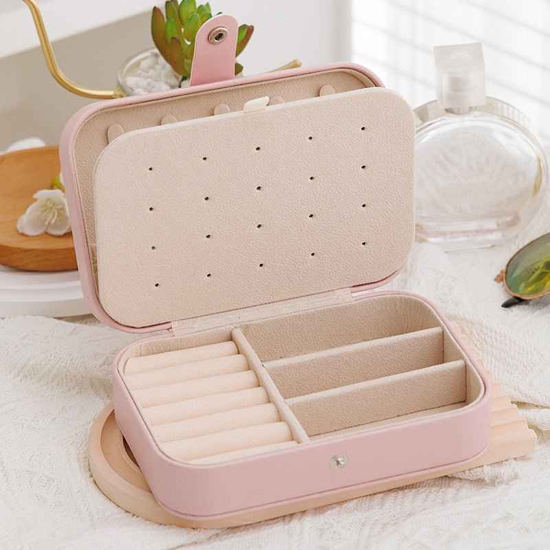 Travel Jewelry Box with Ring Rolls & Earring Panel, 6.25 in