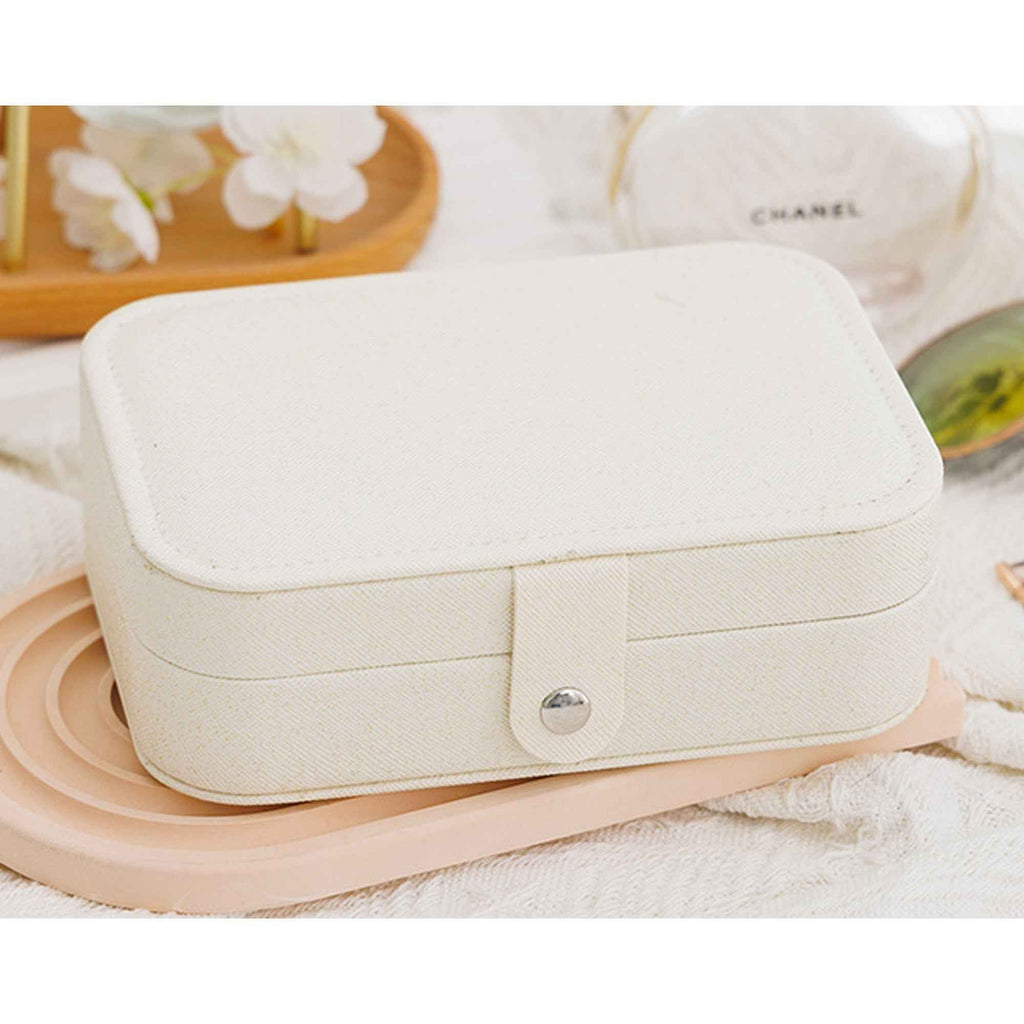 Travel Jewelry Box with Ring Rolls & Earring Panel, 6.25 in