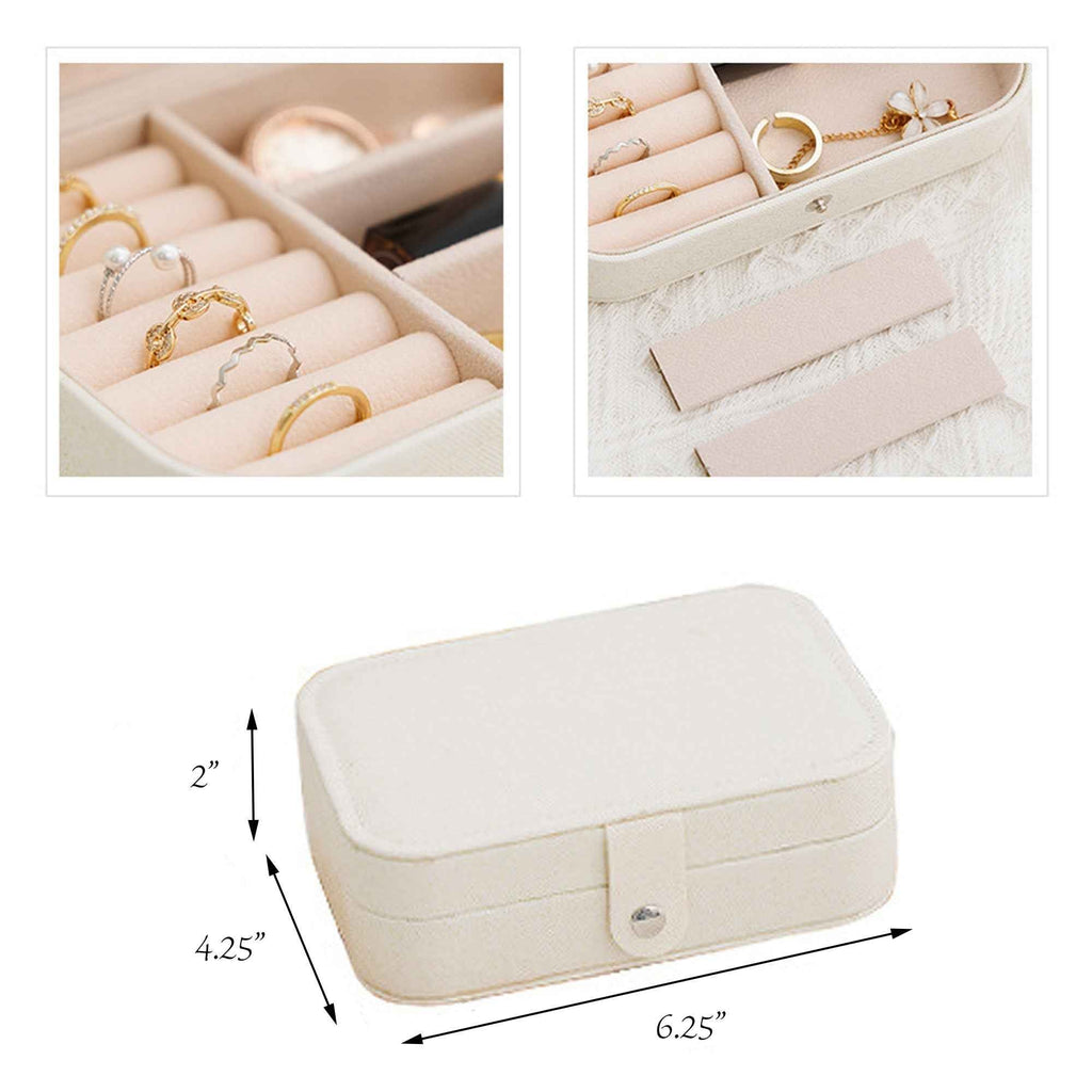 Travel Jewelry Box with Ring Rolls & Earring Panel, 6.25 in