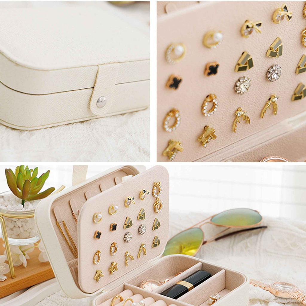 Travel Jewelry Box with Ring Rolls & Earring Panel, 6.25 in
