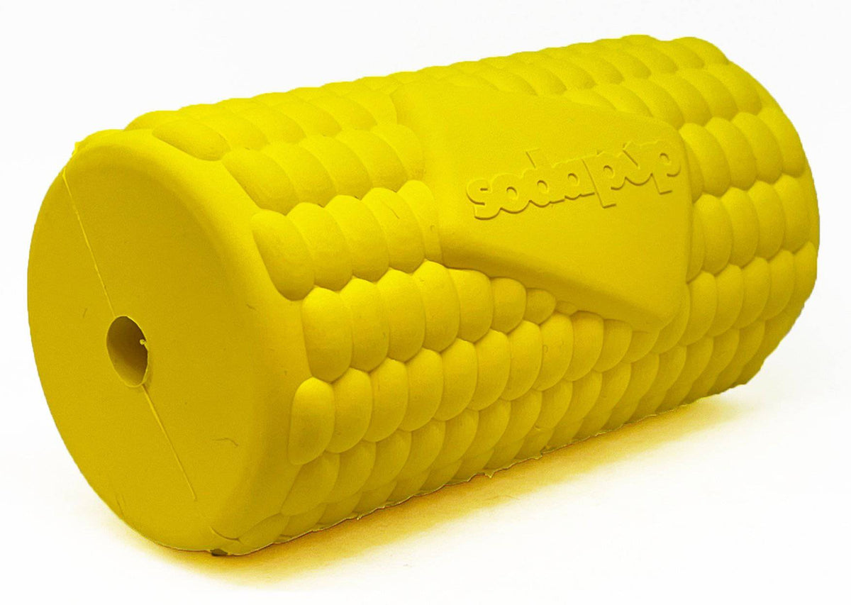 Corn on the Cob Dog Toy, Rubber Treat Dispenser, Made in USA by SodaPup