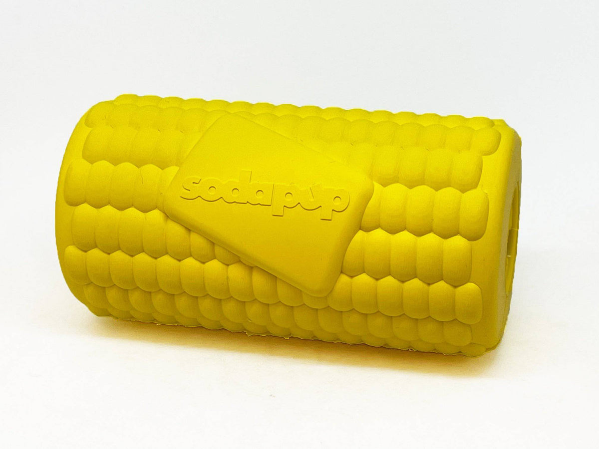 Corn on the Cob Dog Toy, Rubber Treat Dispenser, Made in USA by SodaPup