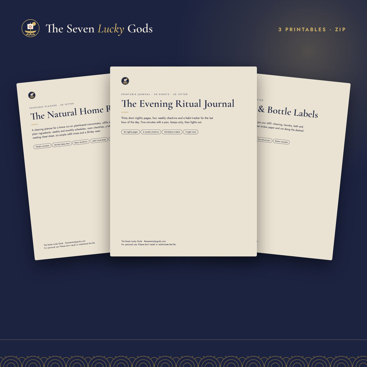 Cover of The Natural Home Starter Kit, a printable bundle of the planner, journal and labels by The Seven Lucky Gods