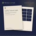 Cover of the Refill Jar & Bottle Labels, 54 printable labels by The Seven Lucky Gods