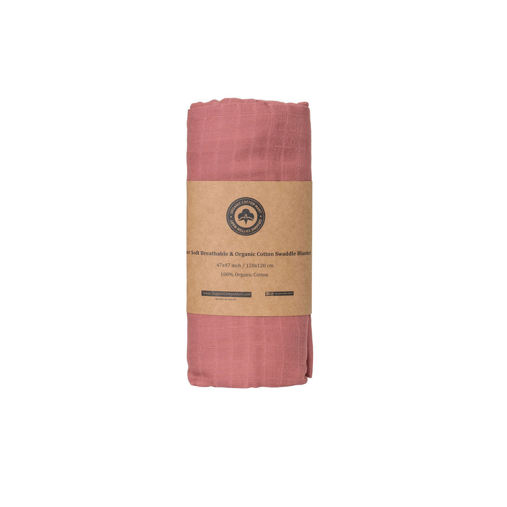 Organic Cotton Muslin Swaddle Blanket, 47 x 47 in